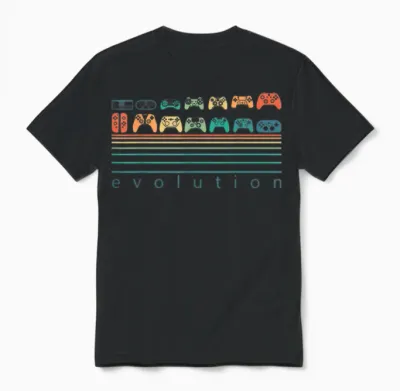 Video Game Controller Evolution 80s 90s Retro Gaming Gamer Unisex T-Shirt - Black
