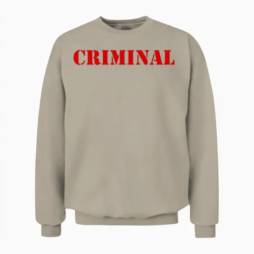 Criminal Unisex Sweatshirt in Sand