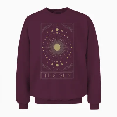 The Sun Tarot Sonne Tarotkarten Goth Witchcraft Back Print Unisex Sweatshirt - Maroon