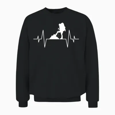 Hiking Heartbeat Unisex Sweatshirt - Black