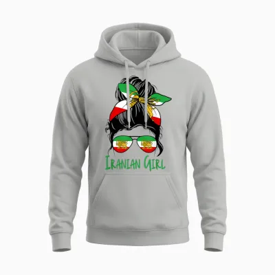 Iran for Women Iranian Flag for Girls Lion Persian T-Shirt, White Unisex Hoodie - Ash