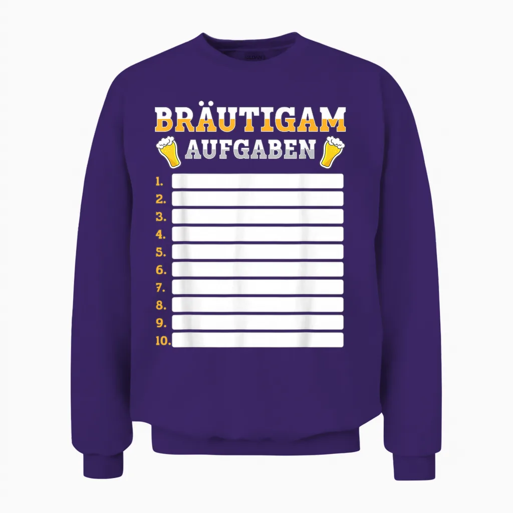 Bräutigam Jga Aufgaben Checkliste – Junggesellenabschied Diy Unisex Sweatshirt in Purple