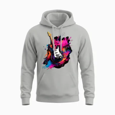 Electric Guitar T-Shirt for Men, Women and Children, Black Unisex Hoodie - Ash