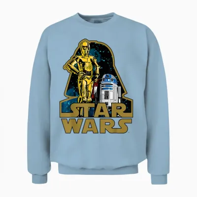 Star Wars C-3po R2-D2 Droids of Vader's Shadow Badge Unisex Sweatshirt - Light Blue