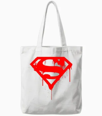 Dc Superman Logo Doomsday Red Graffiti Tote Bags - White