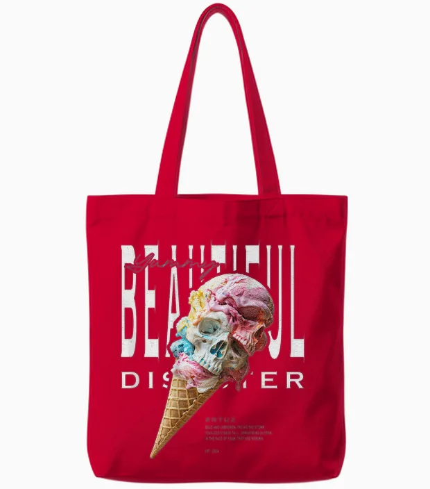 Urban Hip Hop Y2k Vintage Retro Backprint Streetwear Ice Tote Bags in Red