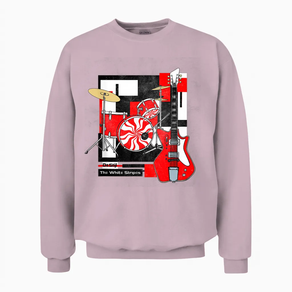 The White Stripes Band Set - Music Lovers Unisex Sweatshirt in Light Pink