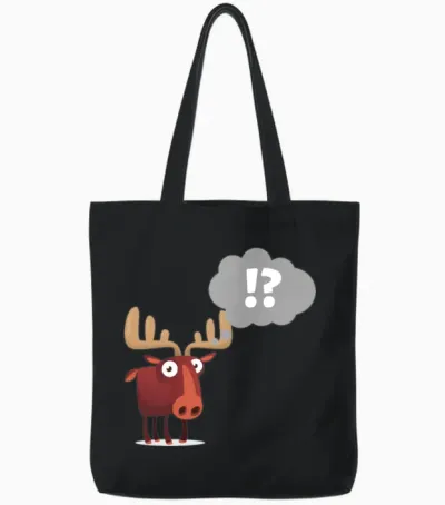 Funny Deer Design Tote Bags - Black