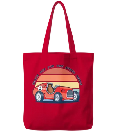 Speed Demon Retro Car Tote Bags - Red