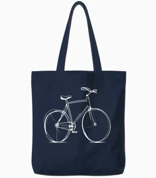Bicycle Bike Cycle - Line Drawing - Cyclist Biking Tote Bags in Navy