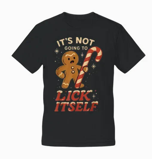 Gingerbread Man Candy Inappropriate Funny Christmas Graphic Unisex T-Shirt - Black