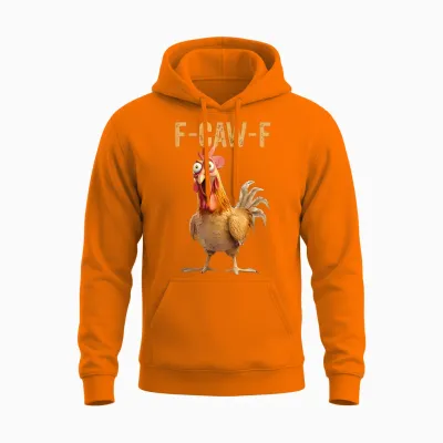 F-Caw-F Funny Chicken Humor Quote Rooster Meme Unisex Hoodie - Safety Orange