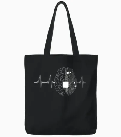 Machine Learning Ai Data Science Heartbeat Data Tote Bags - Black