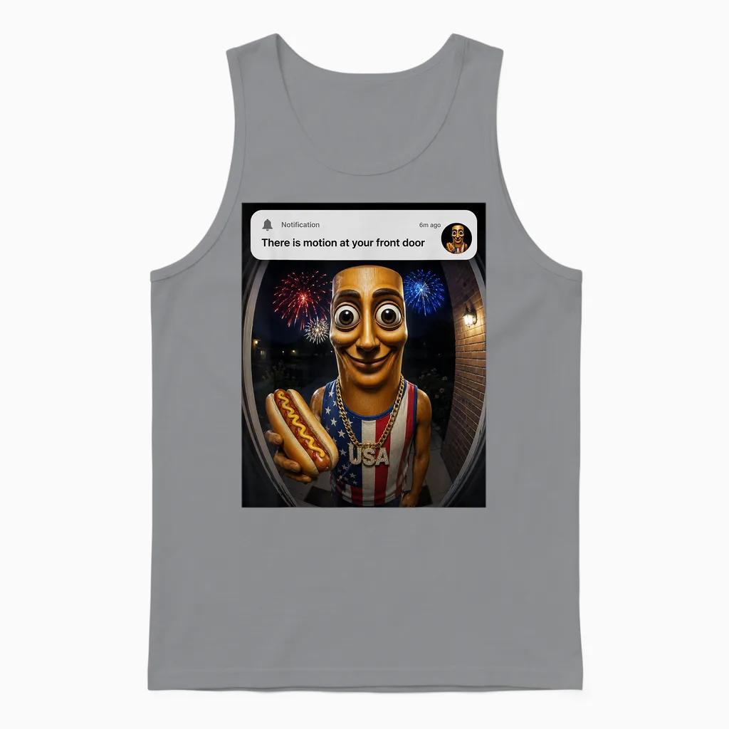 Tung Tung Tung Sahur Fourth of July Brianrot Unisex Tank Top in Sport Grey