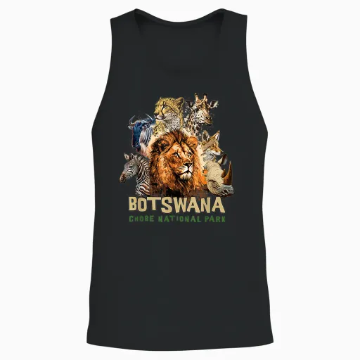 Animals in Chobe National Park African Safari Botswana T-Shirt, Black, S Unisex Tank Top - Black