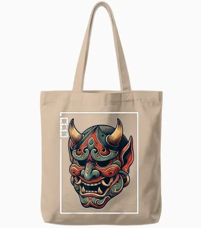 Yokai Hannya Oni Maske Japanischer Teufel Japanische Dämon Oni Maske Tote Bags - Natural