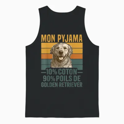 Humour Dog Gift Pajamas Hair Golden Retriever Vintage Unisex Tank Top - Black