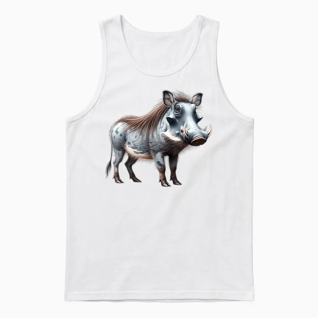 Warthog T-Shirt, Black, S Unisex Tank Top in White