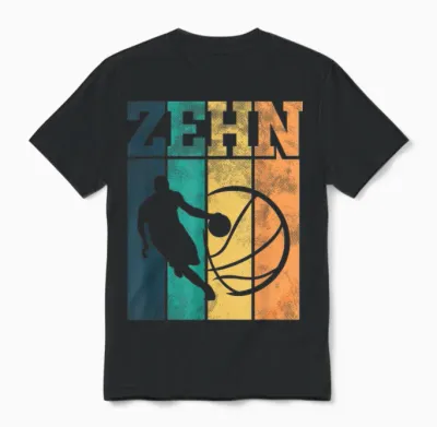 Children's Birthday 10 Years 10th Birthday Basketball T-Shirt, Black Unisex T-Shirt - Black