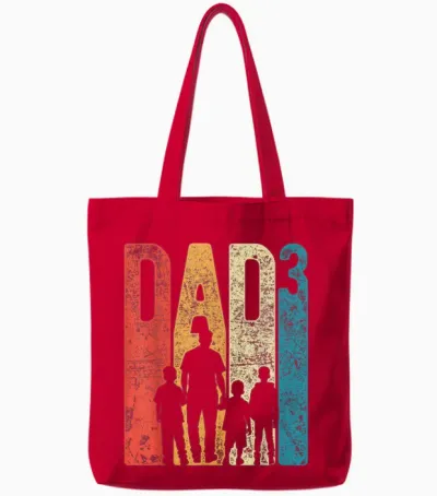 Dad Squared Vatertag Drei Jungen Drei Söhne Vater Retro Tote Bags - Red