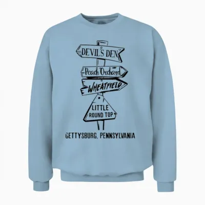 Gettysburg Civil War Landmarks Unisex Sweatshirt - Light Blue