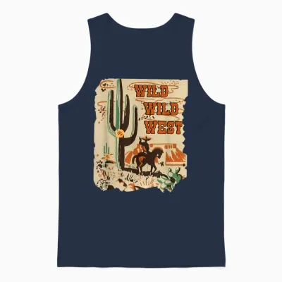 Wild Wild West Western Life Southwest Desert Vibes Cactus Unisex Tank Top - Navy
