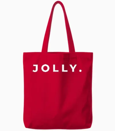 Jolly Christmas Subtle Minimal Funny Holiday Party Simple Tote Bags - Red