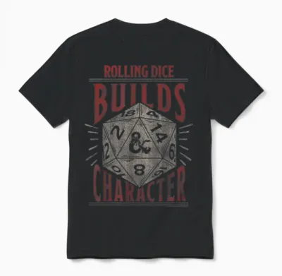 Dungeons & Dragons Rolling Dice Builds Character Short Sleeve Unisex T-Shirt - Black