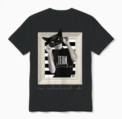 Schärpe Team Bride Katze Elegant Junggesellenabschied Frauen Unisex T-Shirt - Black