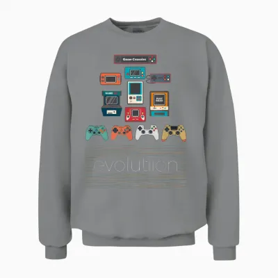 80s & 90s Evolution Video Game Controller Retro Unisex Sweatshirt - Sport Grey