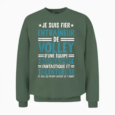 Funny Volleyball I Am Proud Volleyball Coach Unisex Sweatshirt - Military Green