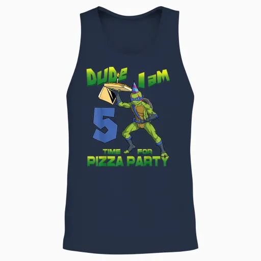 Mademark X Teenage Mutant Ninja Turtles - Dude I Am 5 Years Old Leo Pizza Birthday Party Unisex Tank Top - Navy