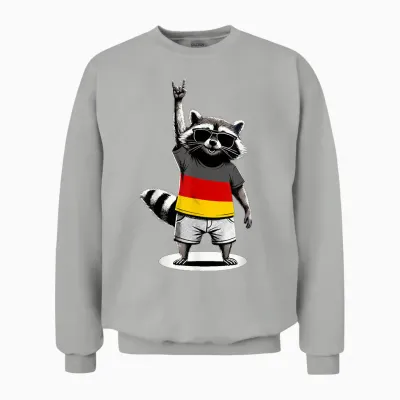 Deutsche Flagge Waschbär Deutschland Unisex Sweatshirt - Ash