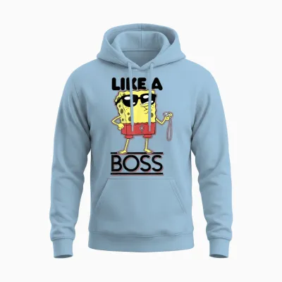 Spongebob Squarepants Lifeguard Like a Boss T-Shirt, Grey Unisex Hoodie - Light Blue