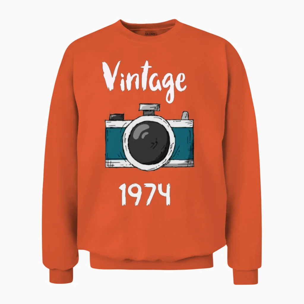 Vintage 1974 Unisex Sweatshirt in Orange