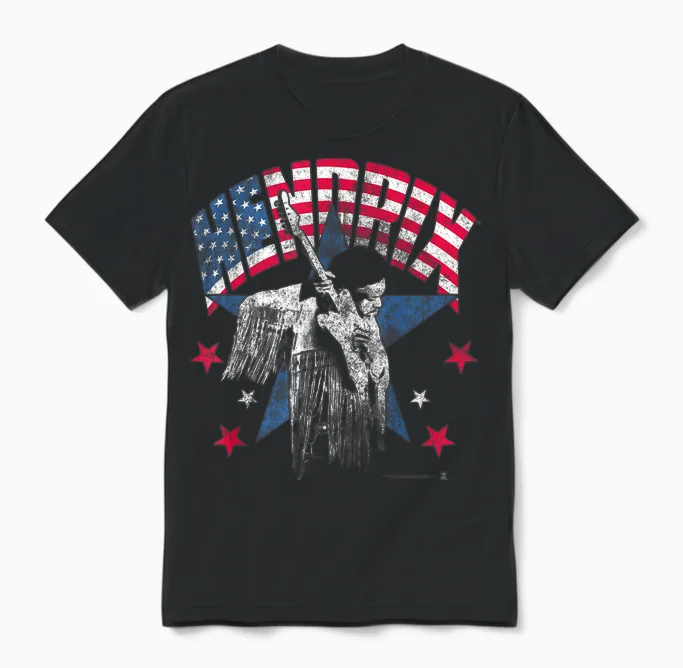 Jimi Hendrix Patriot Unisex T-Shirt in Black