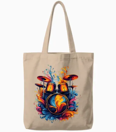 Drummer Drummer T-Shirt with Drums Tote Bags - Natural