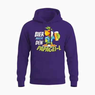 Bier Macht Den Papagei-L Lustiger Papageien Sommer Spruch Unisex Hoodie - Purple