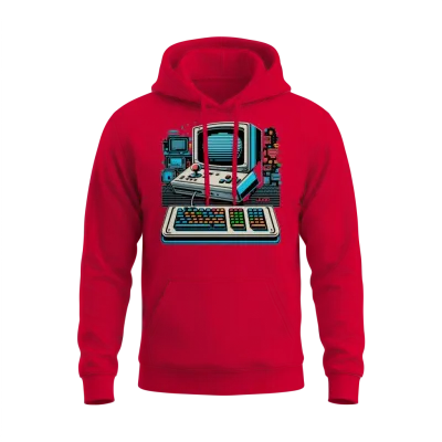 Retro Computer Gaming Unisex Hoodie - Red
