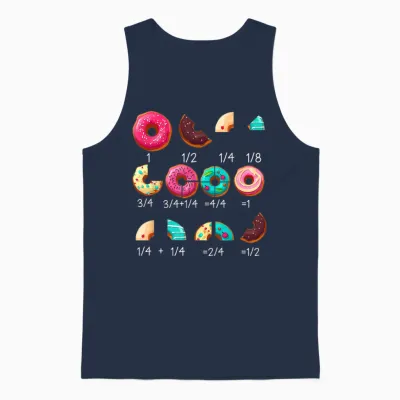 Math Donut Fraction Back to School Teacher Gifts Unisex Tank Top - Navy