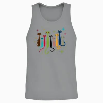 Vintage Retro Mid-Century Modern Look Cats 50s 60s Style Unisex Tank Top - Sport Grey