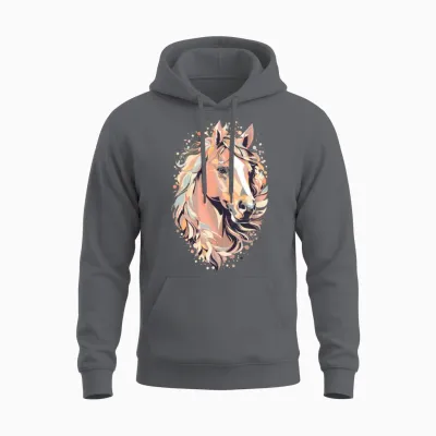 Sweet Horse Design - Colorful Horse Silhouette Unisex Hoodie - Charcoal