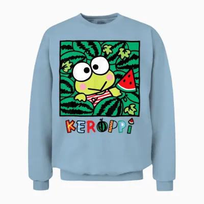 Keroppi Watermelon Summer Fun Unisex Sweatshirt - Light Blue