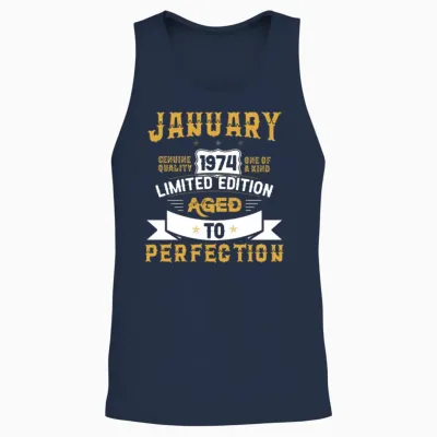 January 1974 Limited Edition Aged to Perfection Unisex Tank Top - Navy