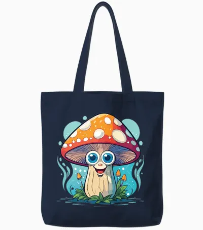 Funny Mushroom Tote Bags - Navy