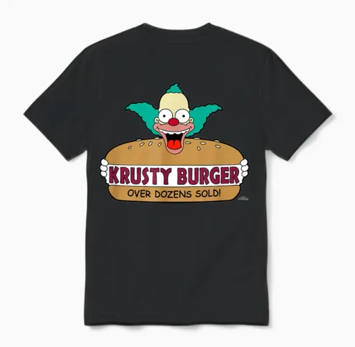 The Simpsons Krusty the Clown Burger Unisex T-Shirt in Black