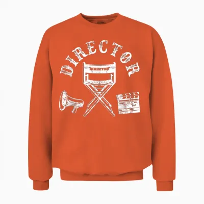 Movie Director Chair and Movie Director Funny T-Shirt, Black, S Unisex Sweatshirt - Orange