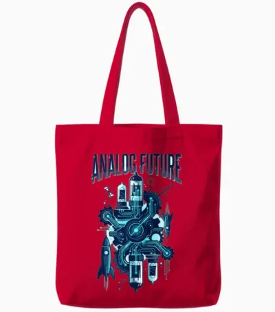 Analog Future Circuitry Tote Bags - Red