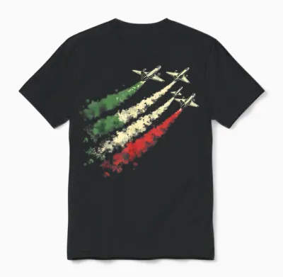 Italienische Luftwaffe Frecce Italien Farbflugzeug Unisex T-Shirt - Black