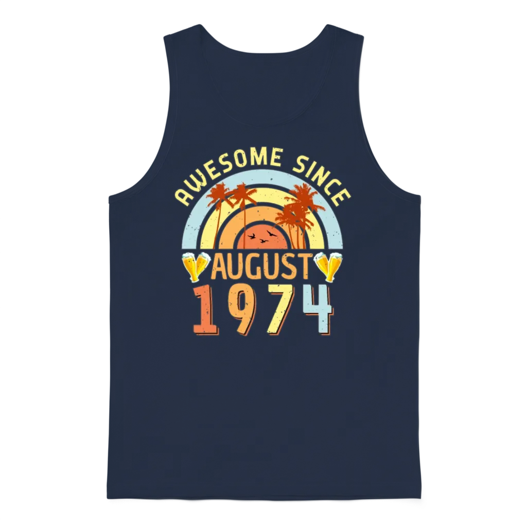 August 1974 Retro Unisex Tank Top - Navy